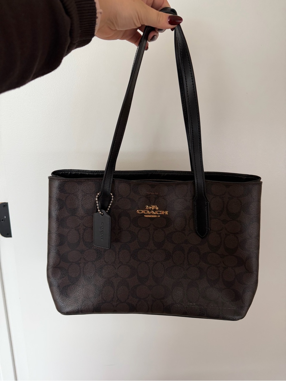 Coach Dark Brown and Black Signature Tote